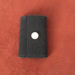 Bulgari Black Embossed Logo Key Case with Silver Snap